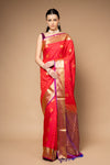 Rani Woven Zari Banarasi Silk Saree With Unstitched Blouse