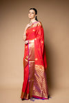 Rani Woven Zari Banarasi Silk Saree With Unstitched Blouse