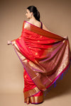 Rani Woven Zari Banarasi Silk Saree With Unstitched Blouse