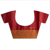 Garnet Woven Zari Banarasi Silk Saree With Unstitched Blouse