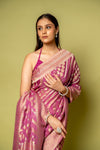 Gajari Banarasi Woven Zari Khaddi Georgette Saree With Unstitched Blouse