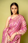 Gajari Banarasi Woven Zari Khaddi Georgette Saree With Unstitched Blouse