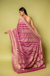 Gajari Banarasi Woven Zari Khaddi Georgette Saree With Unstitched Blouse