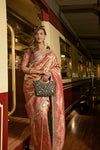 Rani Tissue  Banarasi Silk Embroidered Saree With Unstitched Blouse