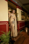 Tussar South Indian Silk Embroidered Saree With Unstitched Blouse