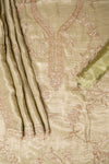 Soft Heritage Pista Crush Tissue Unstitched Salwar Suit With Tissue Dupatta