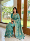 Rama Loom Saree With Unstitched Blouse