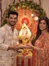 Rust Gotta Patti, Mirror, Sequence & Digital Printed Crepe Readymade Suit With Pant (Ft:-Neha Bijlani)