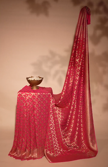 Rani Woven Zari Khaddi Georgette Saree With Unstitched Blouse