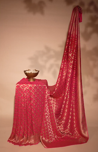 Rani Woven Zari Khaddi Georgette Saree With Unstitched Blouse