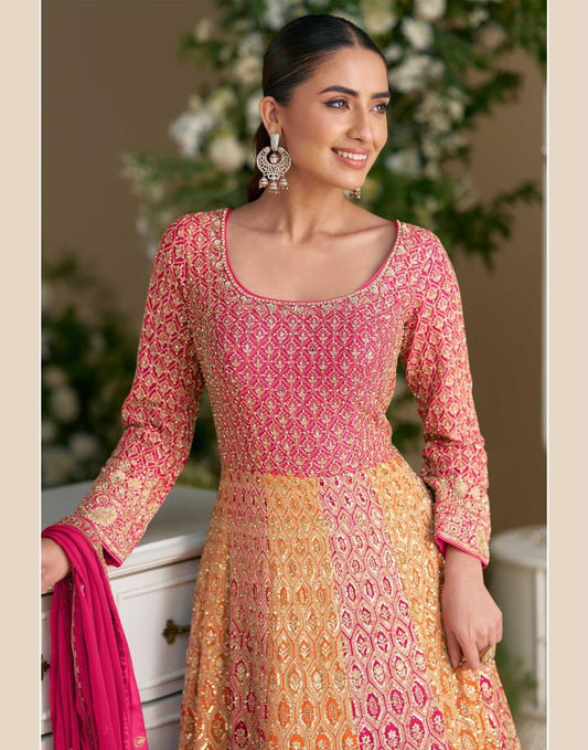 Rani Georgette Readymade Suit With Georgette Dupatta