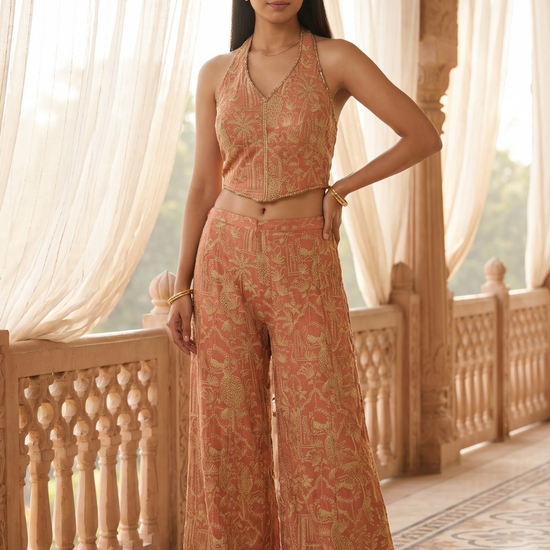 Peach Georgette Readymade Suit