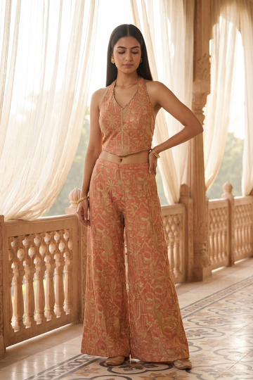 Peach Georgette Readymade Suit