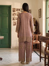 Rose Shimmer Gajari Readymade Kurta Set - back