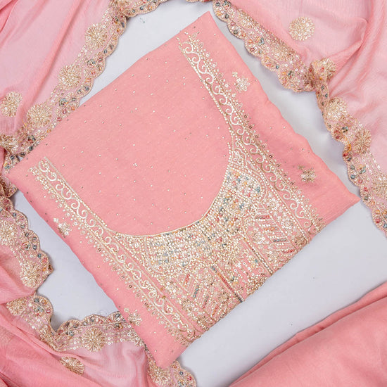 Pink Shimmer unstitched salwar suit set