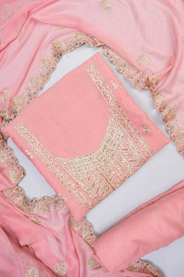 Pink Shimmer unstitched salwar suit set