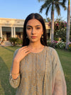 Misty Morning Sky Blue Georgette Readymade Suit And Pant With Georgette Dupatta - closeup