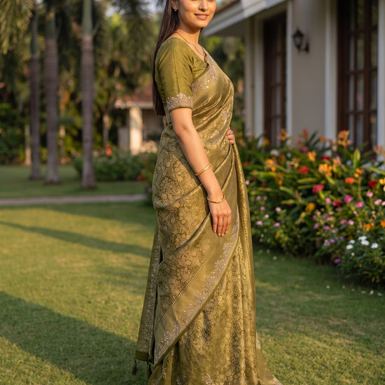 Mehndi Loom Saree - Side