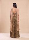 Henna Glow Mehndi Georgette Readymade Halter Top And Palazzo Set With Crush Tissue Dupatta - back