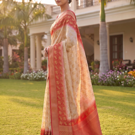 White Red Georgette Saree - Side