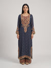 Midnight Mehfil Blue Crepe Readymade Suit And Pant With Contrast Dupatta - mood
