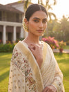 White Cotton Embroidered Saree - Close Up