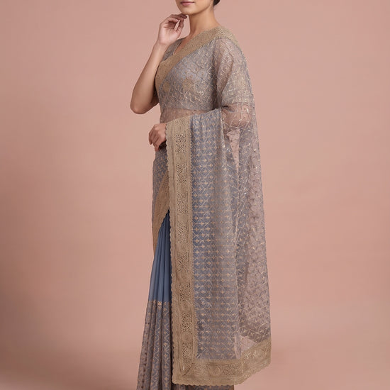 Peacock Net Saree - Side