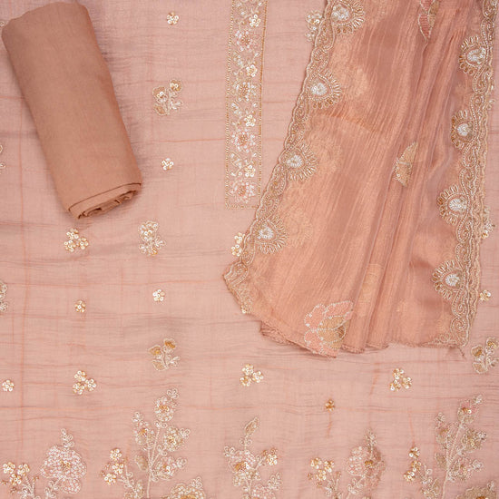 Peach Organza suit with organza dupatta
