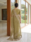 Mehndi Net Saree - Back