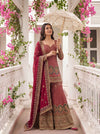 Rajkumari Maroon Crepe Readymade Heavy Embroidered Sharara Set With Net Dupatta - mood