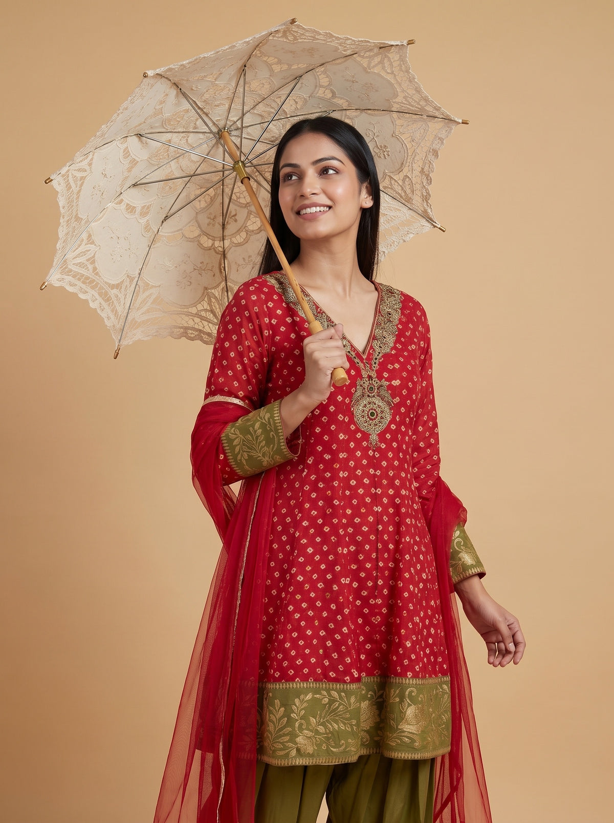 Mehfil Maroon Mehndi Chinon Readymade Peplum Suit And Salwar With Net Dupatta - mood