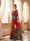 Maroon Chinon Bandhini Printed Saree - Side