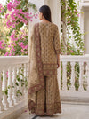 Ivory Heirloom Crepe Readymade Sharara Suit Set With Maroon Border Dupatta - back