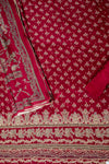 Heritage Heirloom Maroon Crepe Unstitched Salwar Suit With Chinon Dupatta