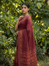 Mustard Maroon Cotton Floral Printed Saree - Side