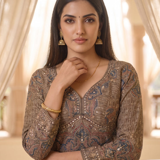 Heirloom Garden Pista Green Crepe Readymade Sharara Set - closeup