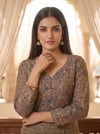 Heirloom Garden Pista Green Crepe Readymade Sharara Set - closeup