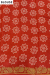 Navy Maroon Chinon Bandhini Printed Saree - Blouse