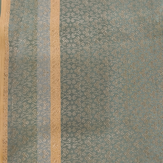 Mint Green Organza Floral Printed Saree - Blouse