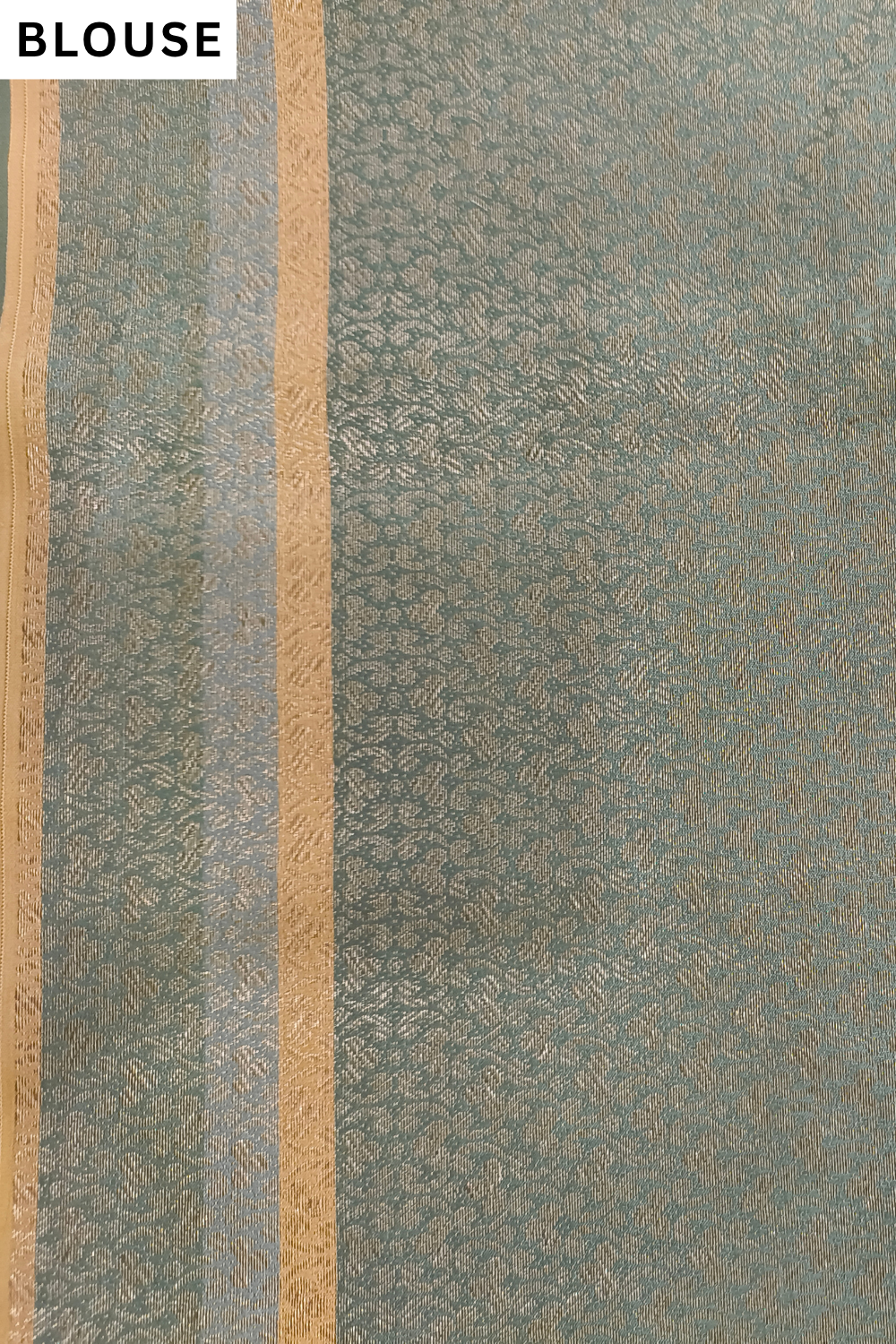 Mint Green Organza Floral Printed Saree - Blouse