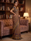 Navy Blue Georgette Printed Saree - Side