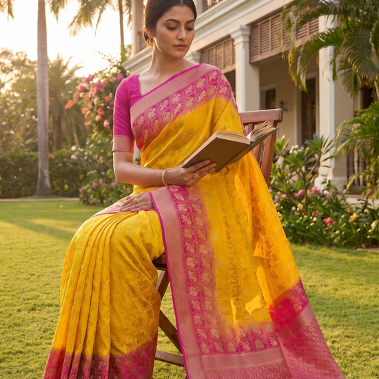 Mango Gold Rani Georgette Saree - Mood