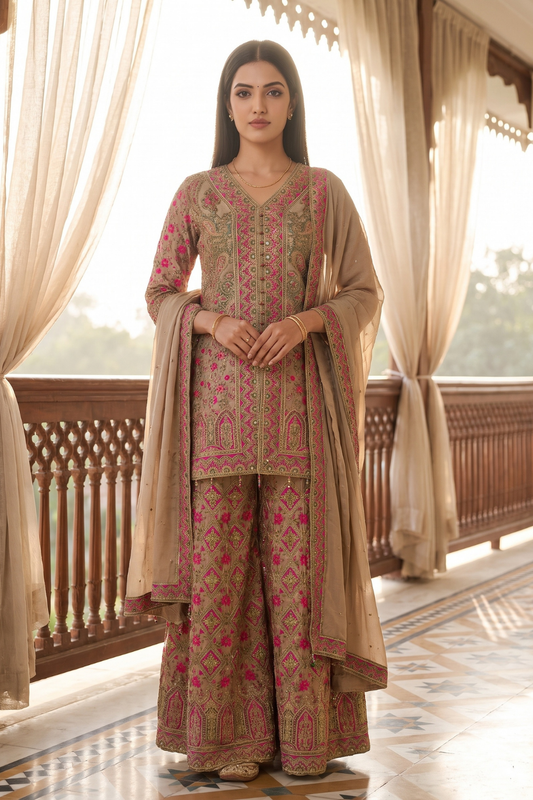 Cocoa Bloom Chikoo Crepe Readymade Suit - hero