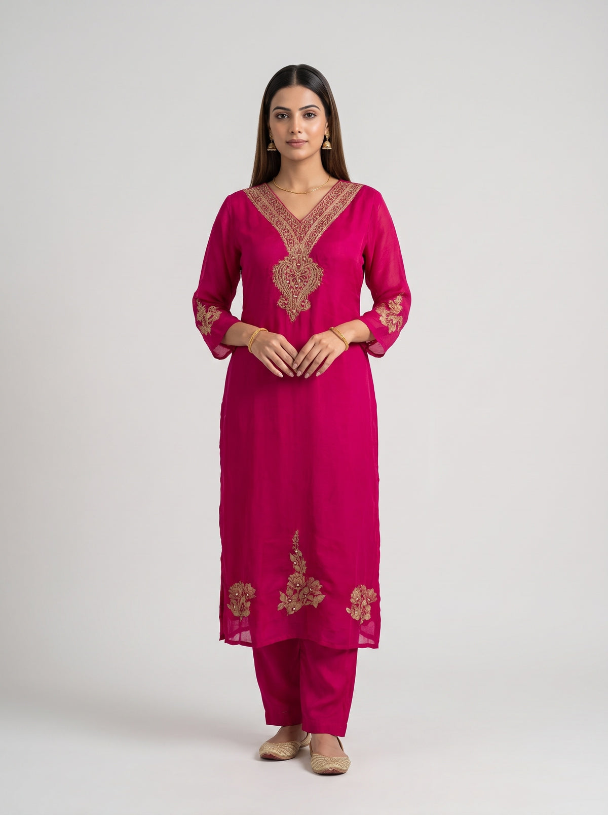 Rani Paisley Dola Readymade Suit And Pant With Printed Dupatta - mood