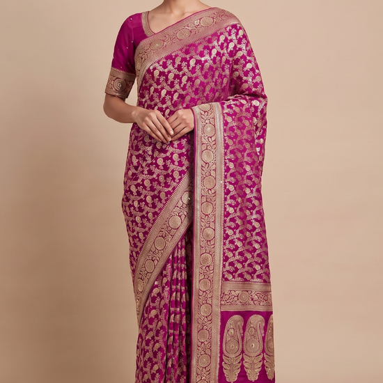 Magenta Loom Saree - Hero