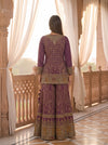 Maharani Magenta Crepe Readymade Gota Patti Sharara Set With Dupatta - back