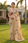 Tusser Chinon Floral Printed Saree - Hero