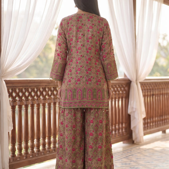 Cocoa Bloom Chikoo Crepe Readymade Suit - back