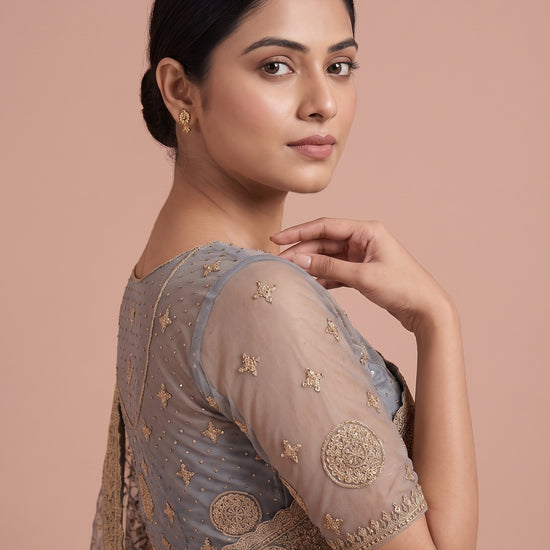Peacock Net Saree - Close Up