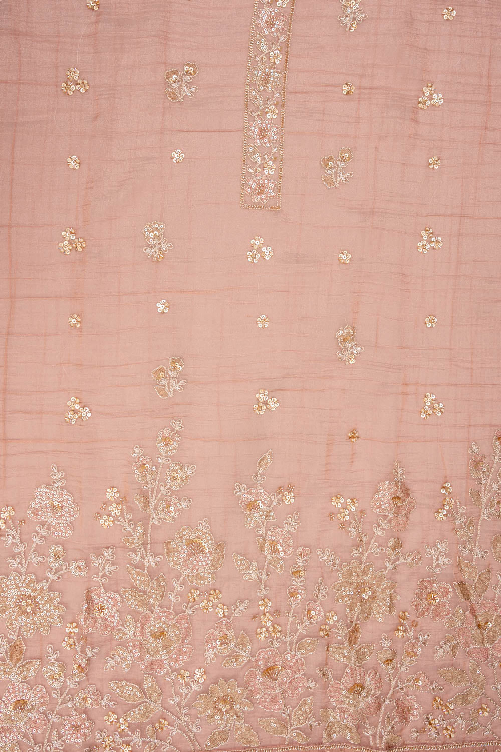 Peach Organza suit top embroidery